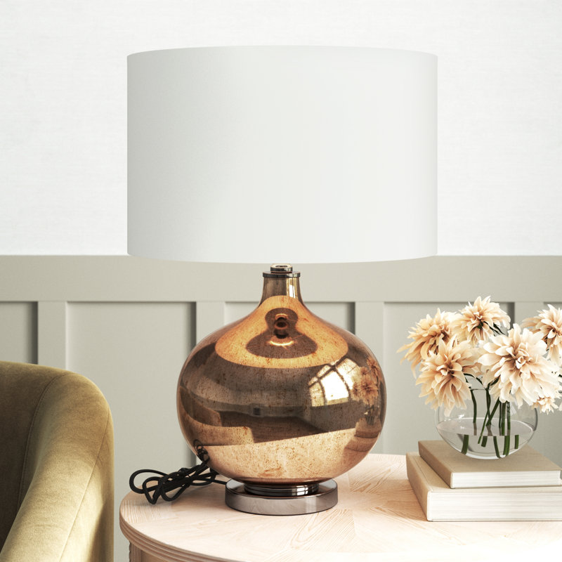 Copper glass table lamp sales